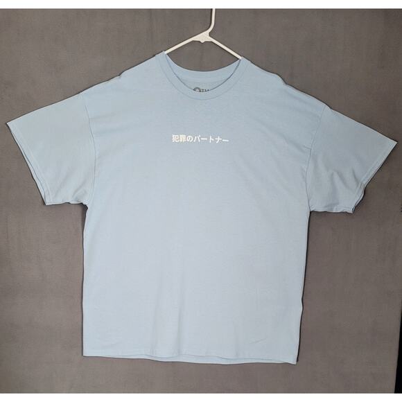 9TH LIFE Wanted Mens Tee Light Blue Short Sleeve T-Shirt XXL - Picture 1 of 9